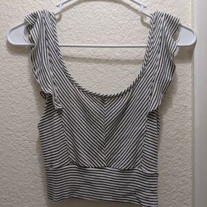 Final Touch Black and White Striped Crop Top